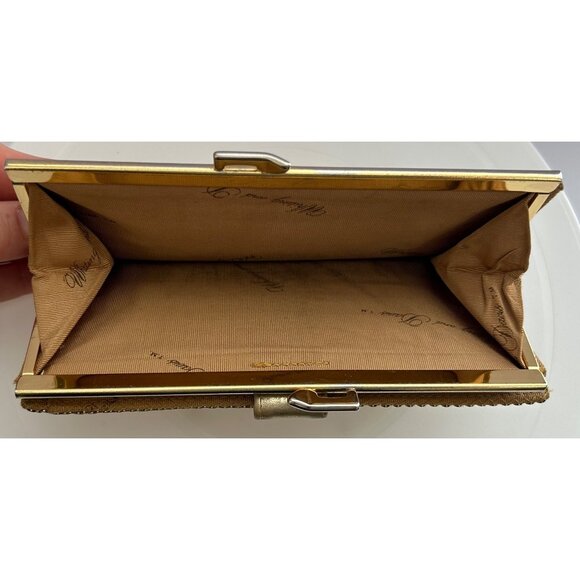 Whiting and Davis Gold Mesh Vintage Wallet Coin Purse Check Book Holder USA - Picture 3 of 8